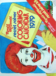 Ronald McDonald 1979 Coloring Calendar