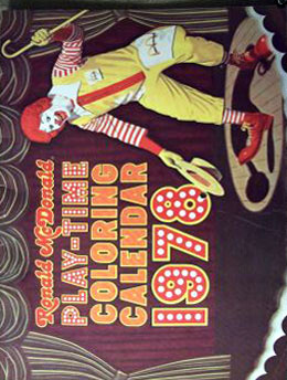 Ronald McDonald 1978 Coloring Calendar