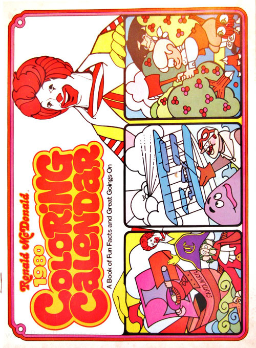 Ronald McDonald 1980 Coloring Calendar