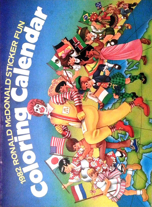 Ronald McDonald 1982 Coloring Calendar