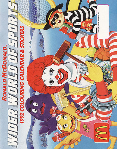 Ronald McDonald 1992 Coloring Calendar