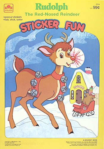 1987 SC Rudolph the Red-Nosed Reindeer Sticker Fun by Golden Books New 