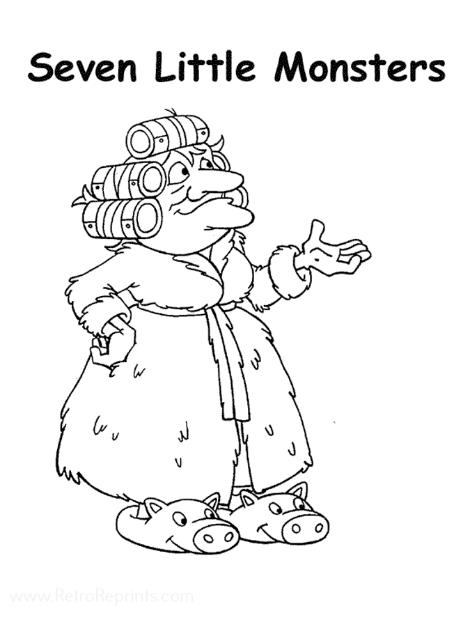 five coloring pages seven little monsters