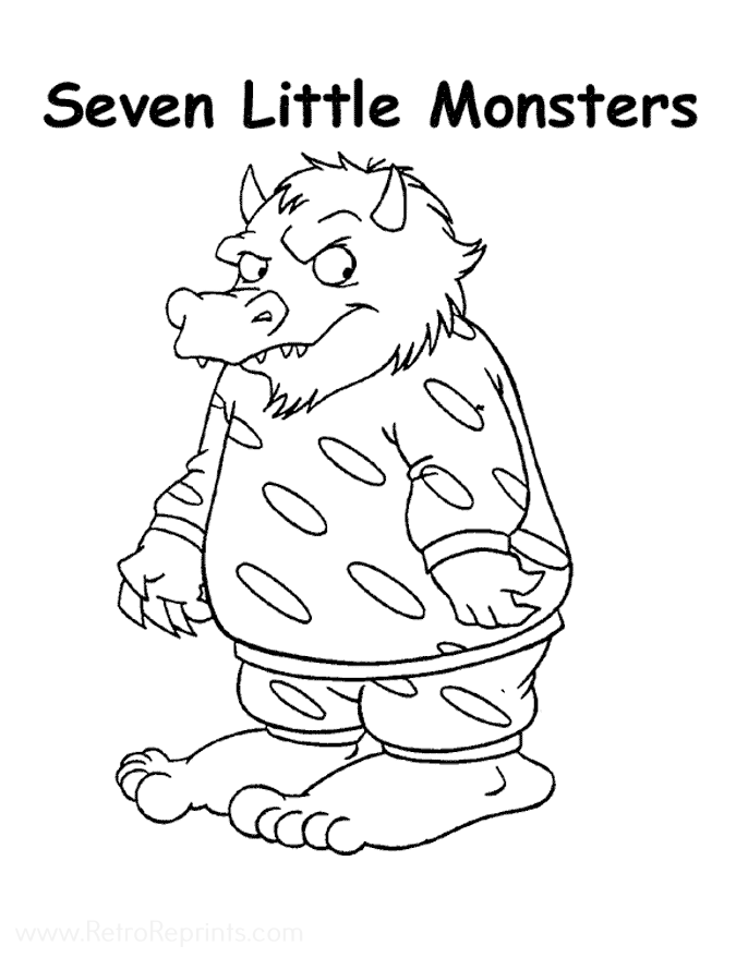 one coloring pages seven little monsters