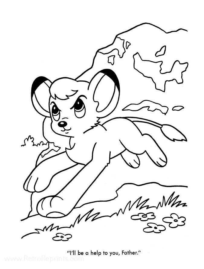 kimba the white lion coloring page printable