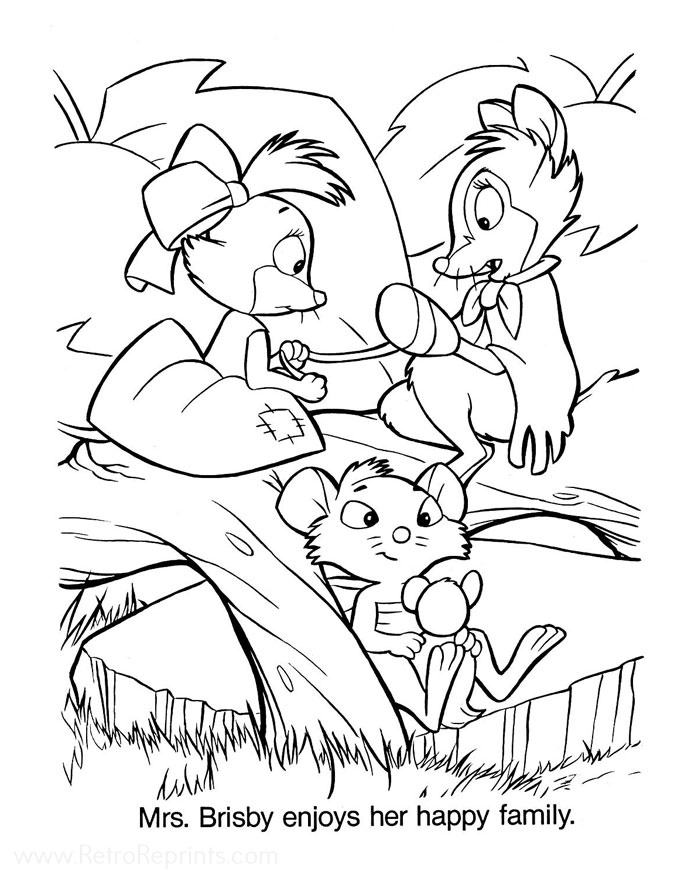 auntie shrew coloring page in black and white the secret of nimh