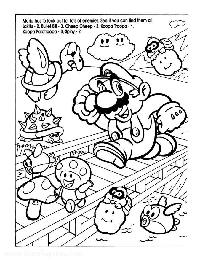 Super Mario Bros. Coloring Pages Coloring Books at Retro Reprints