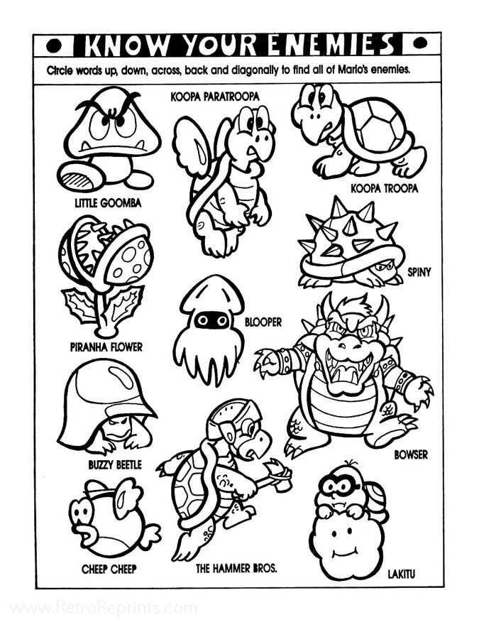 Free Printable Super Mario Activity Sheets