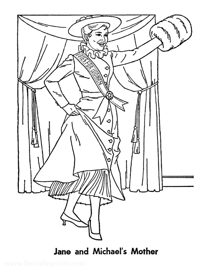 Mary Poppins Coloring Pages Coloring Books at Retro Reprints The