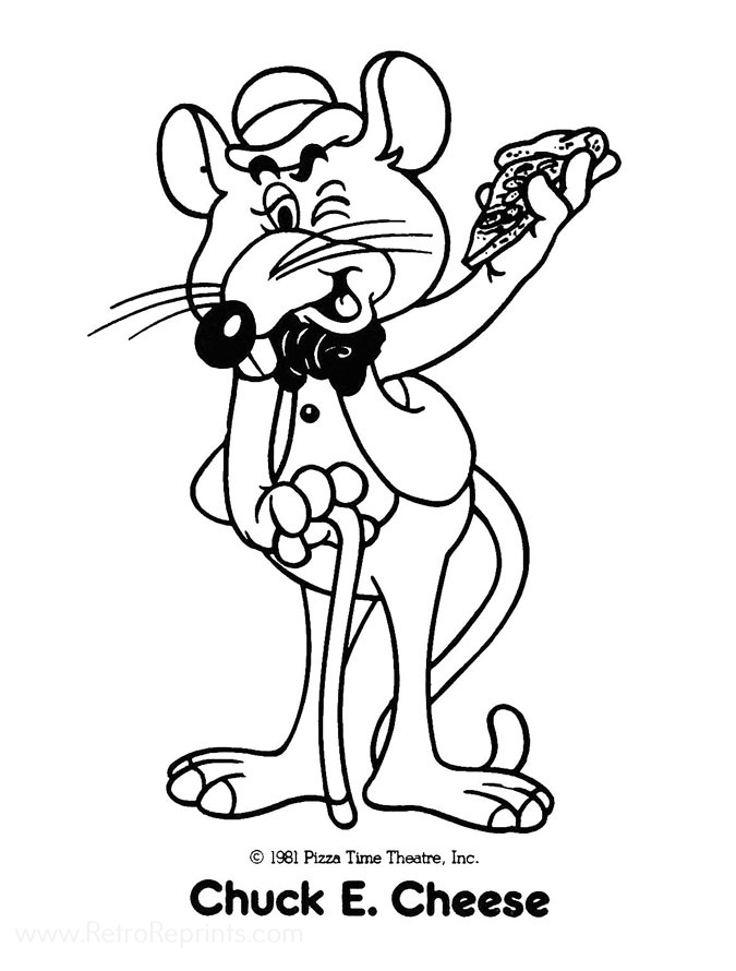 Chuck E. Cheese Coloring Pages Coloring Books at Retro Reprints The