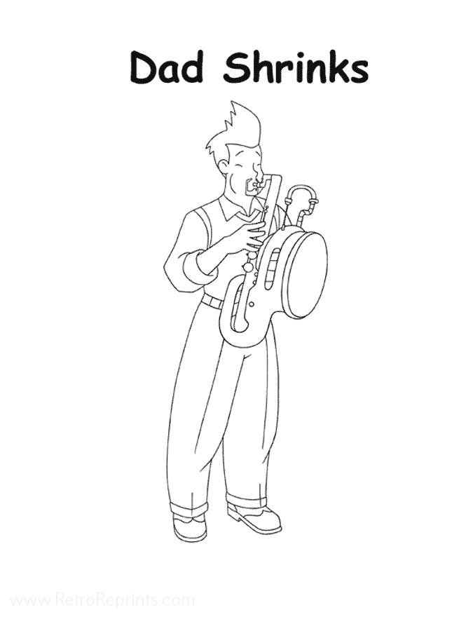 aunt gemma coloring page in black and white george shrinks