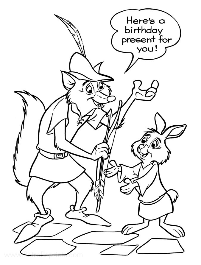 Robin Hood, Disney's Coloring Pages | Coloring Books at Retro Reprints ...