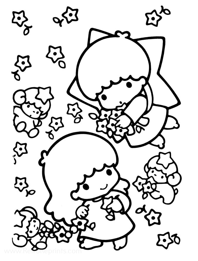 Little Twin Stars Coloring Pages Coloring Books at Retro Reprints